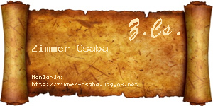 Zimmer Csaba névjegykártya